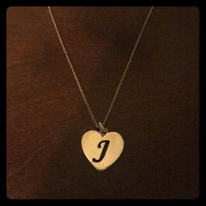 Initial “J” pendant heart necklace